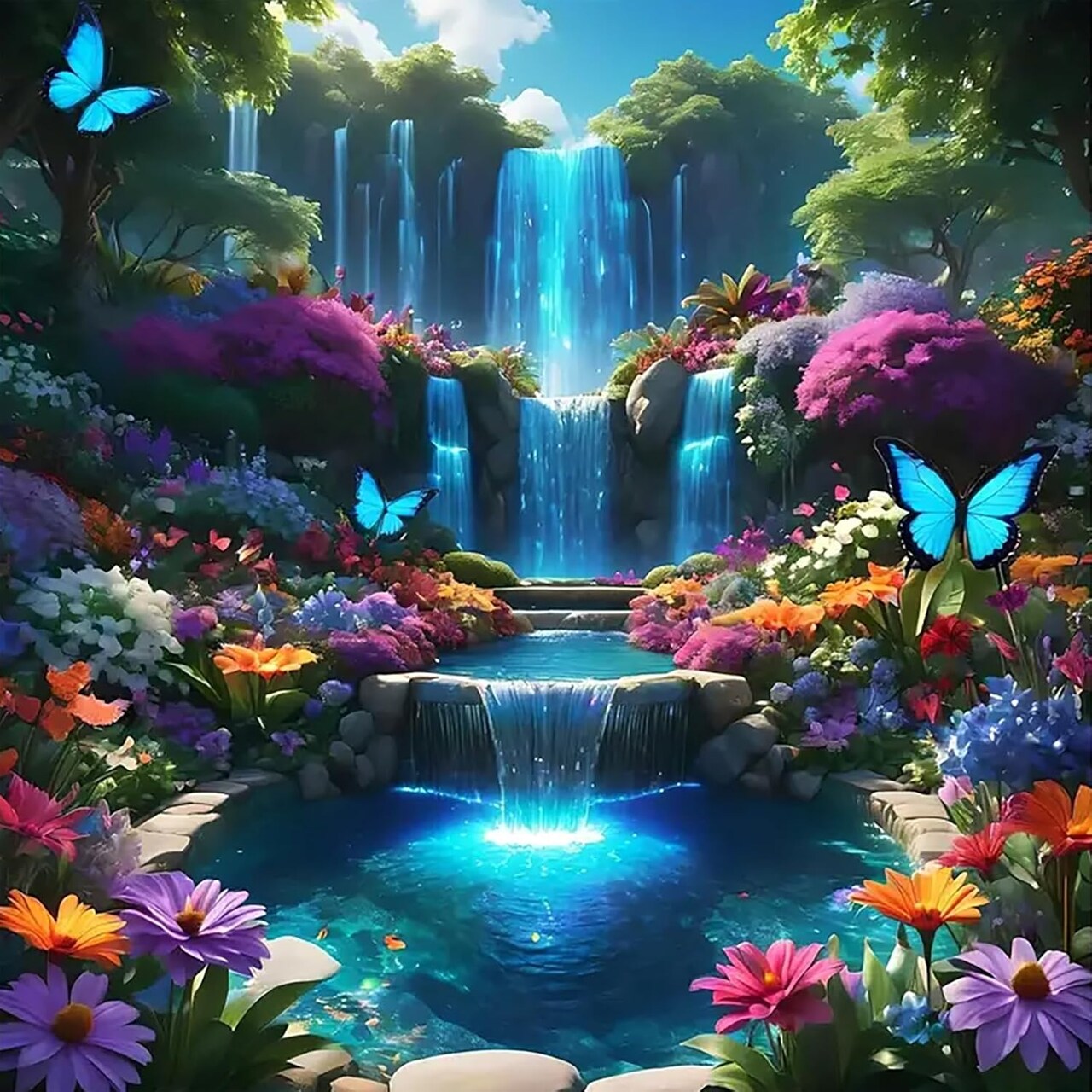 Paint by Numbers Kits for Adults – Landscape Waterfall DIY Acrylic Painting Kit on Canvas, Beginner-Friendly Scenery Paint by Numbers Art Set for Home Wall Decor, 16x16 Inch